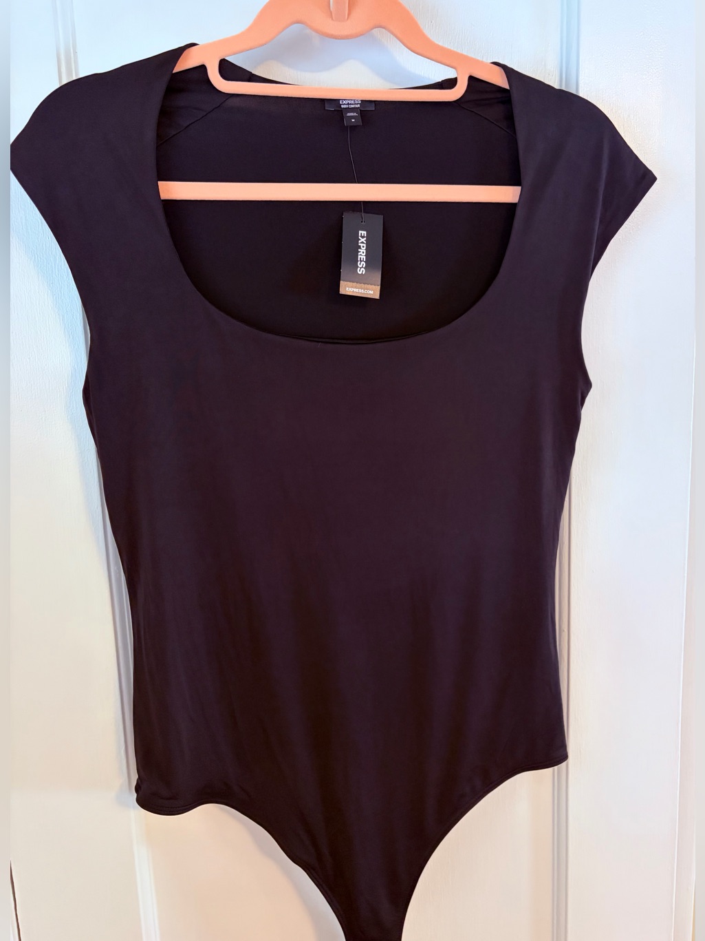 Express Black Scoop Neck Cap Sleeve Bodysuit